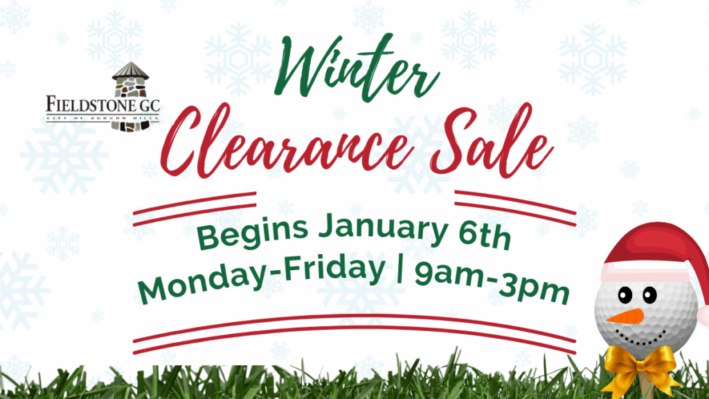 Winter clearance sale with date and time of sale listed